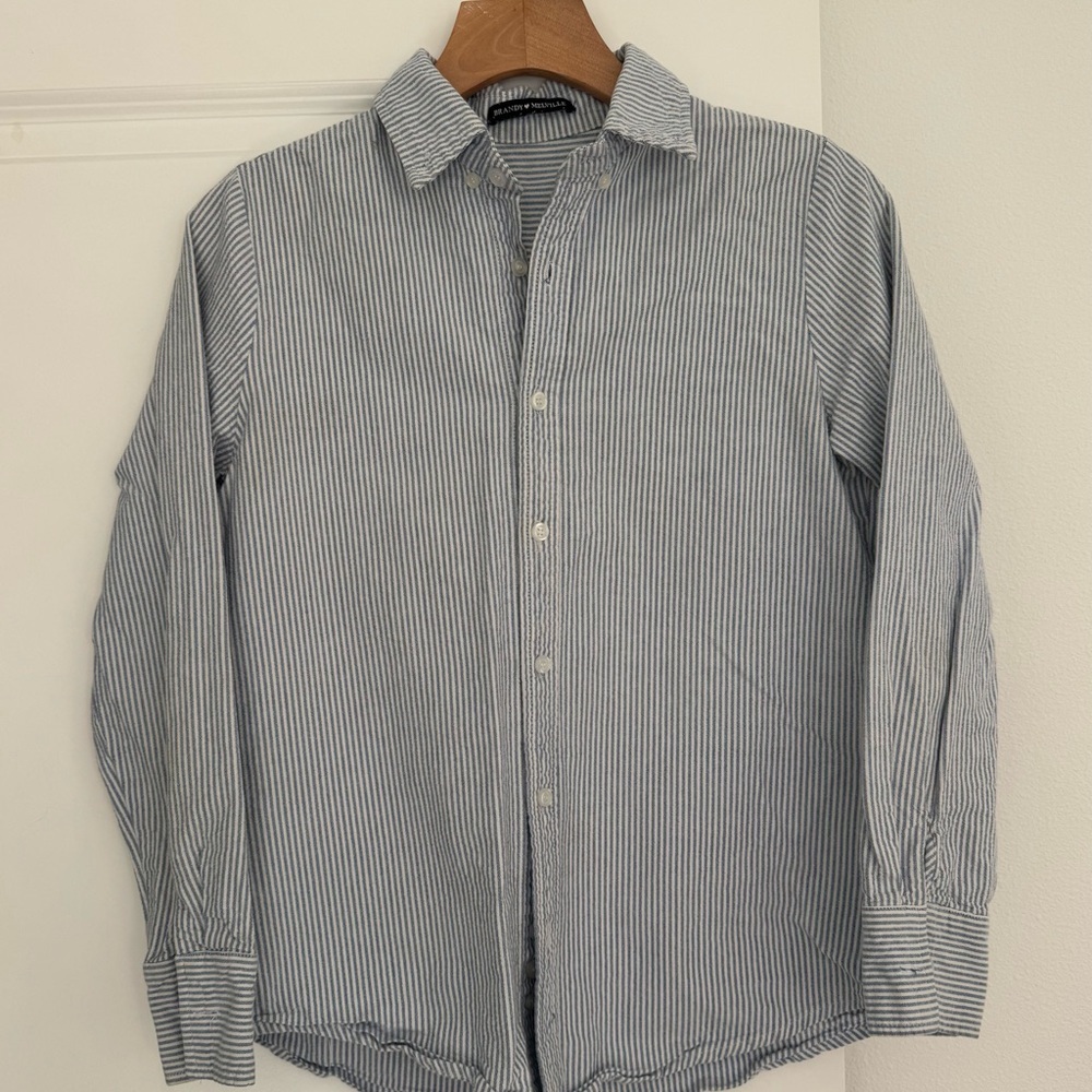 Brandy Melville Blue Striped Button Down Shirt